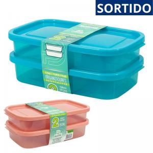 Conjunto Pote Plástico Retangular Porta Frios 700Ml com 2 Unidades