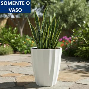 Vaso Plástico Redondo Coluna Cacau Branco 29X25Cm Decoração Moderna