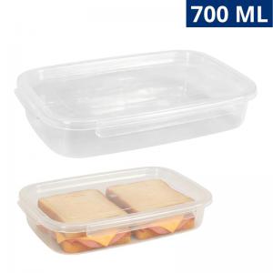 Pote Plástico Retangular 700Ml com Trava Transparente Organização Cozinha