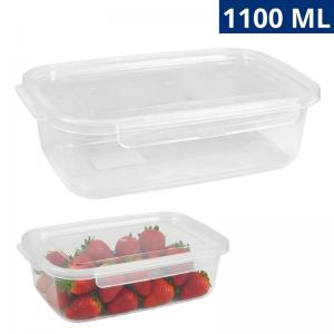 Pote Plástico Retangular 1100Ml com Trava Incolor Organizador Cozinha