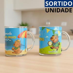 Caneca de Vidro 330Ml Coleção Brasileira com Frase Decorativa