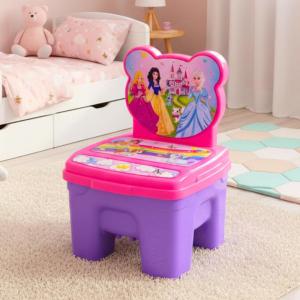 Cadeira Infantil Feminina Dinossauros com Compartimento Plástico 37X24X24Cm