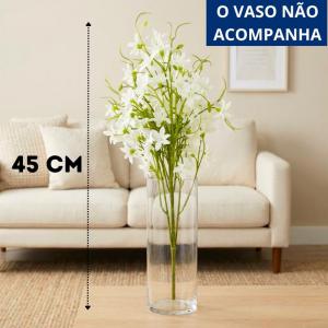 Buquê Mini Flores Branco 45Cm Decoração Romântica Elegante Presente