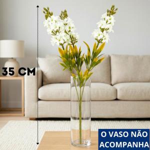 Buquê Trilio Branco Decorativo 35Cm, Arranjo Floral Artificial
