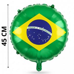 Balao Metalizado Redondo Copa Bandeira Brasil 18" 45Cm