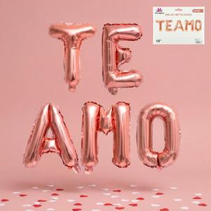 Kit Balão Metalizado "Te Amo" Rose 40Cm com 5 Letras Decoração Romântica