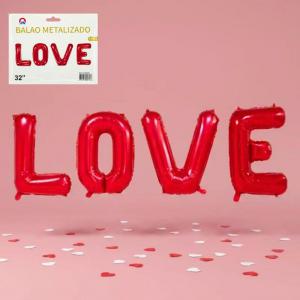 Balão Metalizado Vermelho Love 70Cm Decoração Romântica Festa