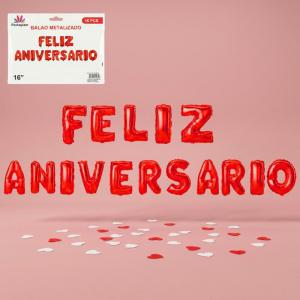 Balão Metalizado Vermelho Frase Feliz Aniversário 40Cm Decorativo
