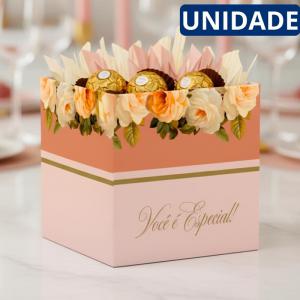 Cachepot Quadrado Giullia Papelão 15X15Cm para Presentes e Decoração