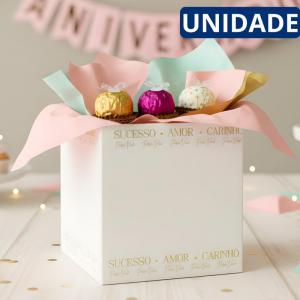 Cachepot Quadrado Branco Papelão 15X15Cm para Presentes e Decoração
