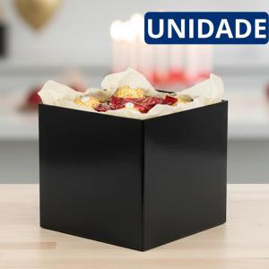Cachepot Papelão Quadrado Preto Liso 15Cm Cesta Presente Arranjo Grande Decoração