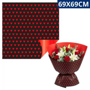 Tecido Poliéster Dupla Face Estampado Amo Você Preto Vermelho 69X69Cm para Cestas