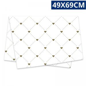 Tapete Decorativo Heart Branco Ouro 49X69Cm, Design Moderno e Elegante