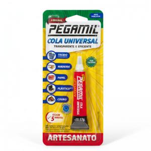 Cola Adesiva Universal Pegamil 17G Artesanato Papel Tecido Eva Madeira