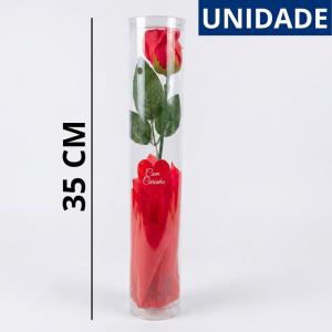 Rosa Artificial Vermelha com Tubo para Presente Decoração 35Cm