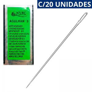 Agulha de Mão para Costura Darning Número 3 Pacote com 20 Unidades Aço