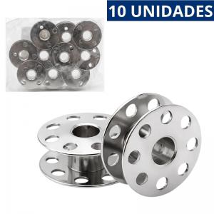 Bobina Industrial Reta Metal Máquina Costura Kit 10 Unidades Alumínio