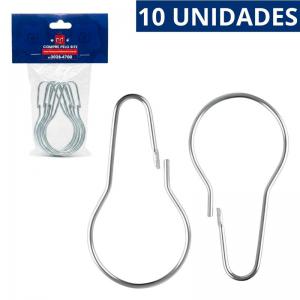Argola Gancho Metal Polido Box Banheiro 70Mm Cromado 10 Peças