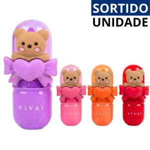 Batom Vivai Teddy Fofo Formato Ursinho Maquiagem Labial Hidratante Presente Criativo 3,8G Cores Sortidas
