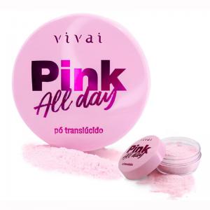 Pó Facial Translúcido Pink All Day Vivai 13G Fixador Maquiagem Matte