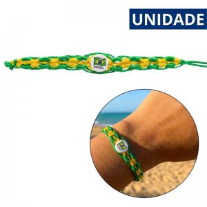 Pulseira Trançada Brasil Copa do Mundo Verde Amarelo Torcedor Unidade