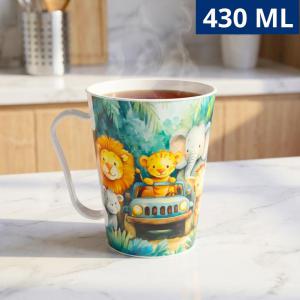 Caneca Plástica Cônica Estampa Floresta Encantada 430Ml Café Chá Decoração
