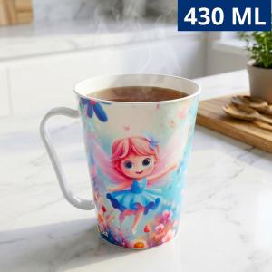 Caneca Plástica Infantil Cônica Estampa Fada 430Ml Resistente para Lanche