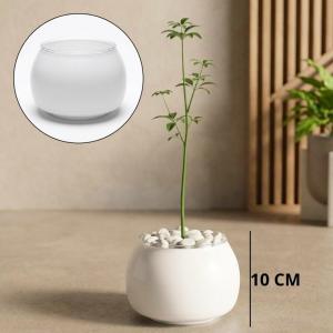Vaso de Vidro Júpiter Branco Pequeno 10X13Cm Decoração Elegante Mesa