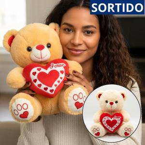 Urso de Pelúcia com Coração e Frase 35Cm Sortido Presente Romântico
