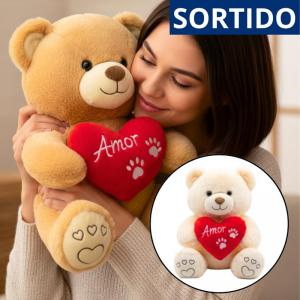 Urso de Pelúcia Gigante 40Cm com Coração Love e Frase Romântica Presente