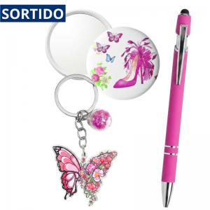 Caneta com Espelho de Bolsa e Chaveiro Sortidos Feminino Presente Criativo