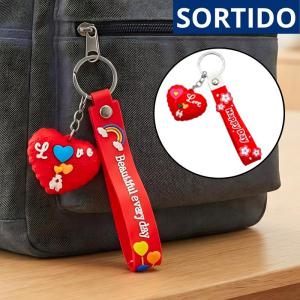 Chaveiro Emborrachado Coração Love Sortido Infantil Alça Prendedor Presente Criativo Unidade