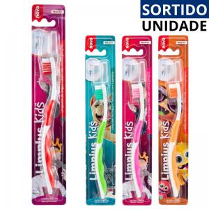Escova Dental Infantil Limpius Kids Macia Capa Protetora Viagem Colorida