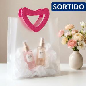 Sacola Presente Pvc Alça Coração Sortida Dia das Mães 32X26Cm