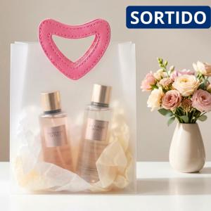 Sacola Presente Pvc 27X23X13 Alça Coração Cores Sortidas Dia Mães