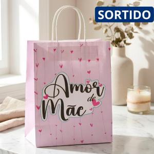 Sacola Presente Decorada Dia das Mães Papel 27X20X11Cm Sortida Unidade