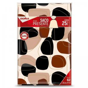 Saco Metalizado Estampado Essence Grande 45X59Cm Embalagem Presente Luxo 25 Unidades