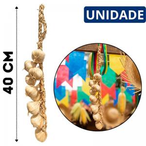 Alho Decorativo Trança de Palha Natural 40Cm Decoração Cozinha Rústica