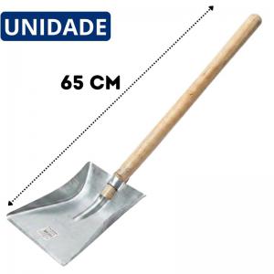 Pá de Lixo Metálica Cabo Longo Madeira 65Cm Profissional Resistente