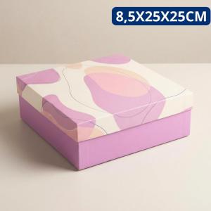 Caixa Presente Quadrada Estampada Bloom Essence Grande 25X25Cm Decoração Festiva