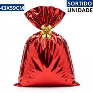 Saco Presente Metalizado 43X59Cm Liso Cores Neutras Sortidas para Embalagem
