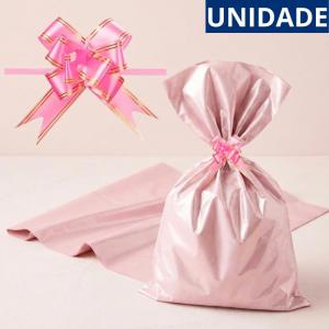 Saco Metalizado para Presente Rosa Bebê 45X60Cm Embalagem Festa Unidade