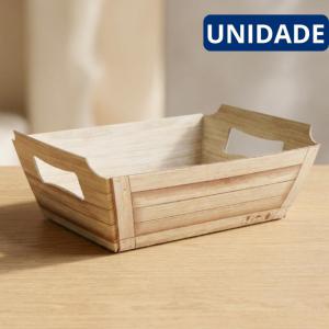 Cesta Caixa Organizadora Papelão Maderit Estilo Madeira Decorativa Pequena 18X13X7Cm