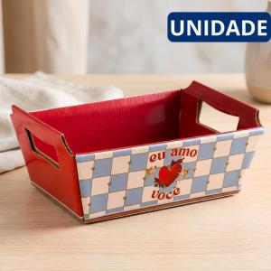 Cesta Papelão Decorada História de Amor Romântica Presente Namorados 22Cm