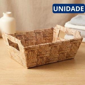 Cesta Decorativa de Papelão Estilo Vietnã 22X15X9Cm Organizadora Rústica