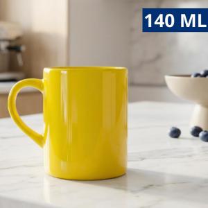 Caneca Cerâmica Amarela Pequena 140Ml para Café Espresso e Decoração