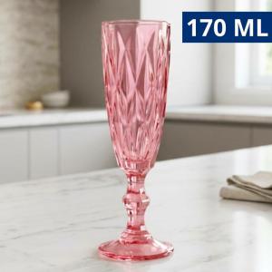 Taça de Champagne Diamond Ametista 170Ml Vidro Luxo Romântica Presente