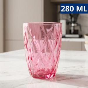 Copo de Vidro Diamond Ametista Roxo 280Ml Trabalhado Elegante Luxo