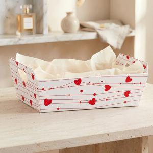 Cesta Papelão Decorada Retangular Sintonia com Alça 21X8X15Cm Presente