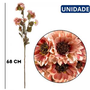 Kit 3 Hastes Flores Artificiais Margarida Rosé 68Cm Decoração Romântica